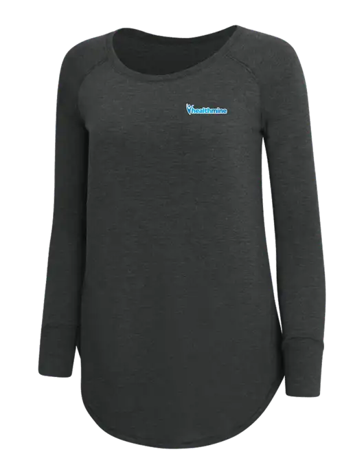 Womens Perfect Wide Collar Tunic Tri-Blend Black Frost 4.5 oz T-Shirt w/Healthmine Logo