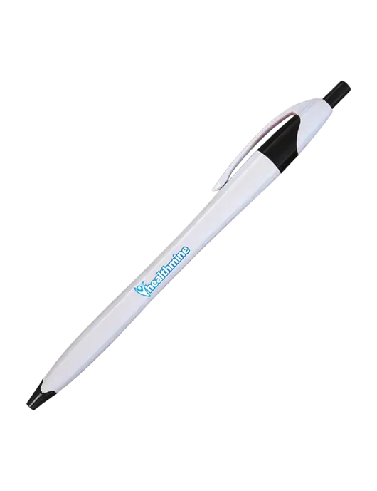 Novella White/Black Classic Pen - Blue Ink w/Healthmine Logo