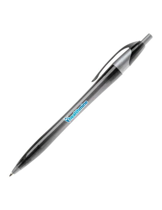 Novella Translucent Black/Silver Jewel Pen - Blue Ink w/Healthmine Logo