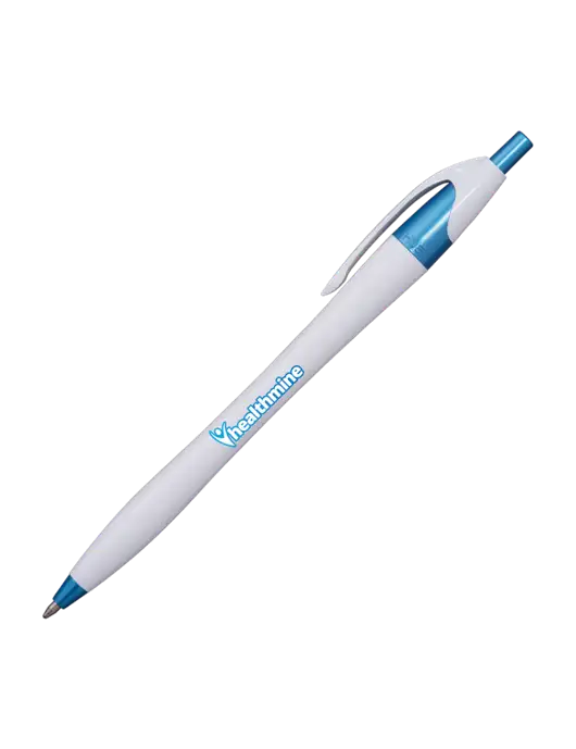 Novella White/Blue Shimmer Pen - Blue Ink w/Healthmine Logo