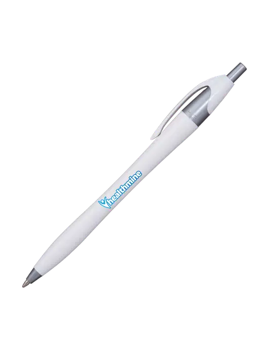 Novella White/Silver Shimmer Pen - Blue Ink w/Healthmine Logo