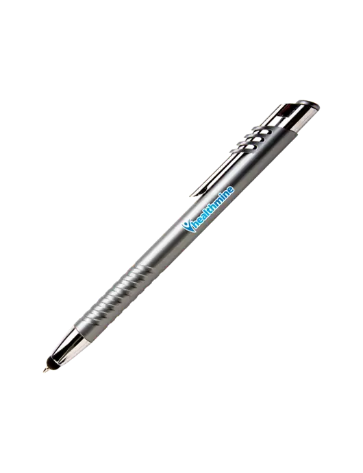 Schirhart Grey Stylus Pen - Blue Ink w/Healthmine Logo