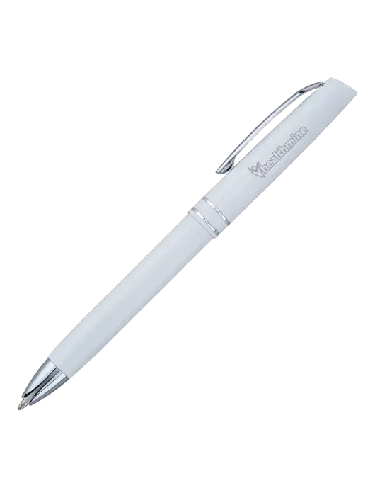 White Anguilla Black Ink Pen w/Healthmine Logo