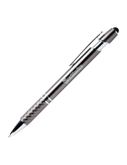 Valencia Gunmetal Stylus Pen - Black Ink w/Healthmine Logo