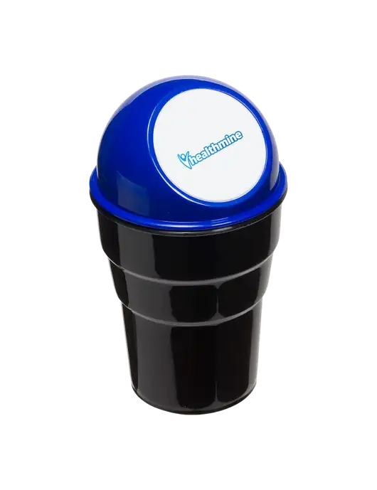 Blue Car Cup Holder Trash Can w/Healthmine Logo