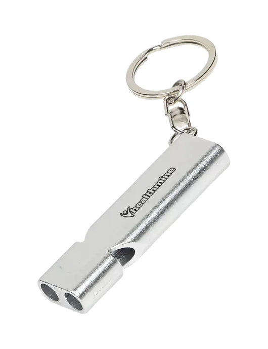 Quick Alert Silver Safety Whistle w/Healthmine Logo