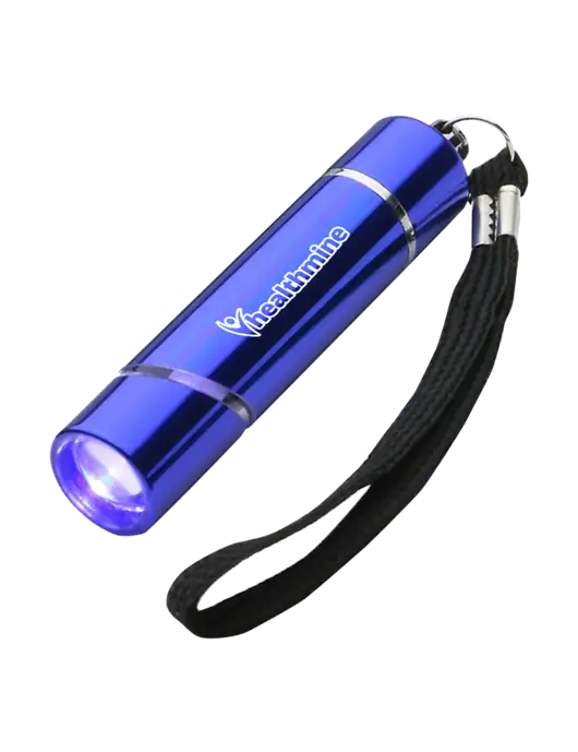 Blue Aluminum Scope LED Flashlight w/Healthmine Logo