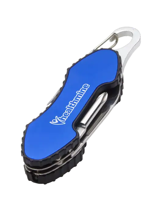 Blue 6 in 1 Tool with Carabiner w/Healthmine Logo