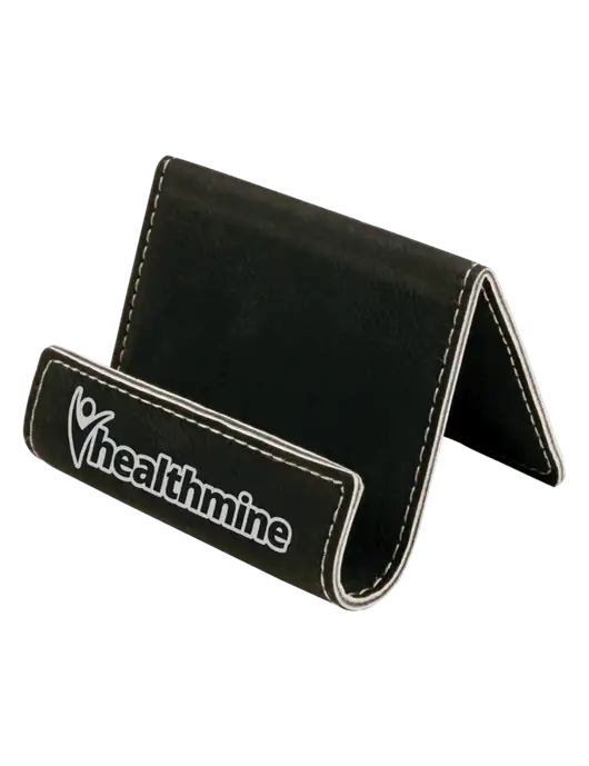Black Leatherette Card & Phone Holder w/Healthmine Logo