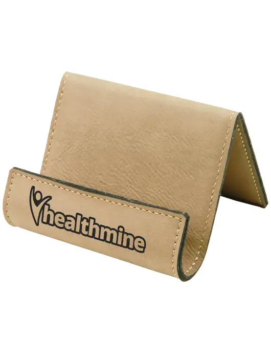 Tan Leatherette Card & Phone Holder w/Healthmine Logo