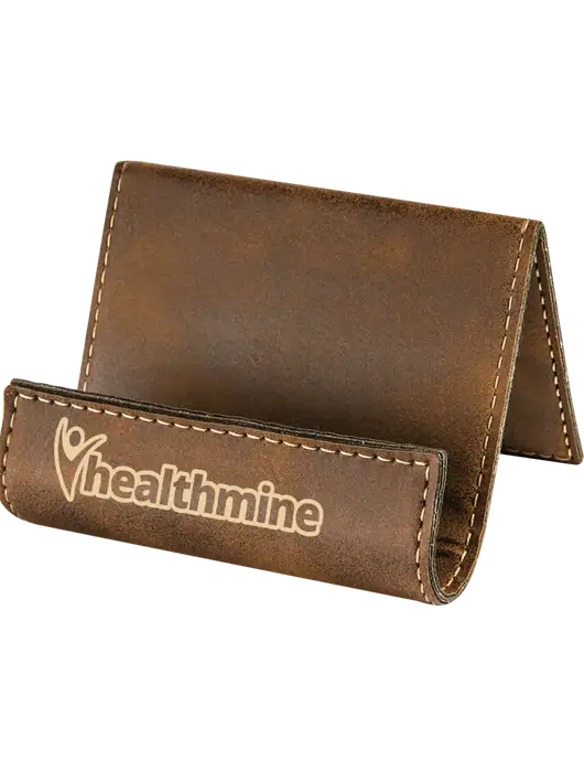 Rustic Leatherette Card & Phone Holder w/Healthmine Logo