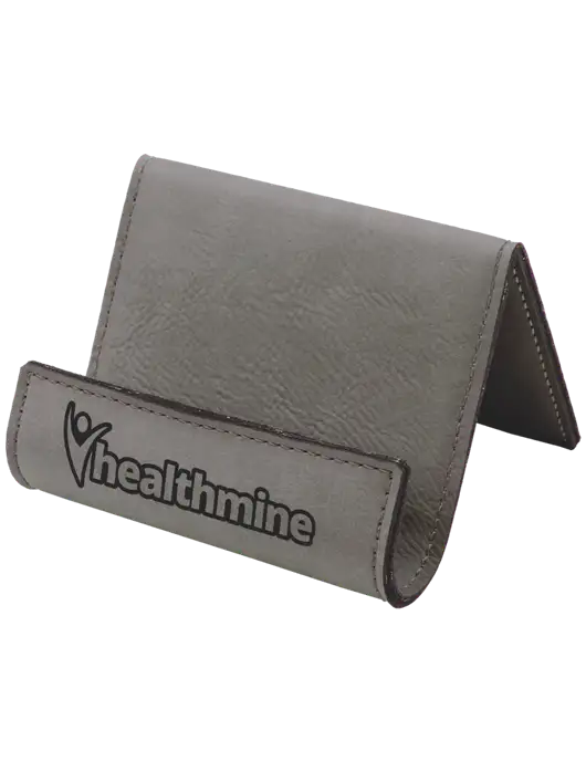 Grey Leatherette Card & Phone Holder w/Healthmine Logo