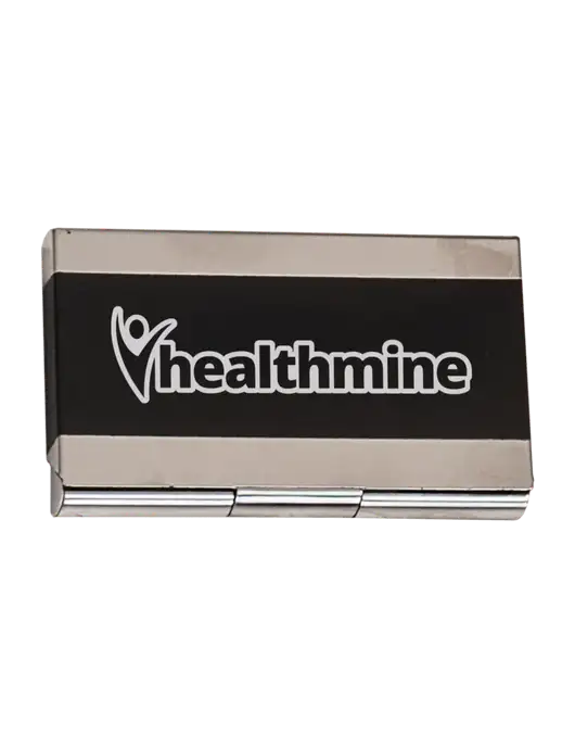 Black 3.75 x 2.5 Business Card Holder w/Healthmine Logo