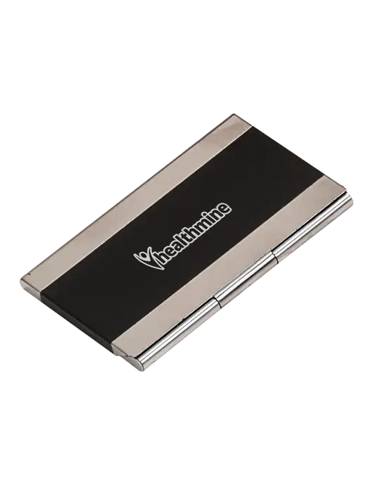 Black 3.75 x 2.5 Business Card Holder w/Healthmine Logo