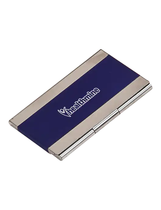 Blue 3.75 x 2.5 Business Card Holder w/Healthmine Logo