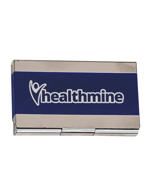 Blue 3.75 x 2.5 Business Card Holder w/Healthmine Logo