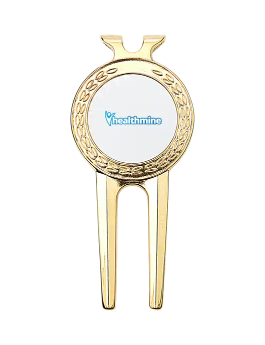 Gold Divot Tool, 1.5 x 3 w/Healthmine Logo