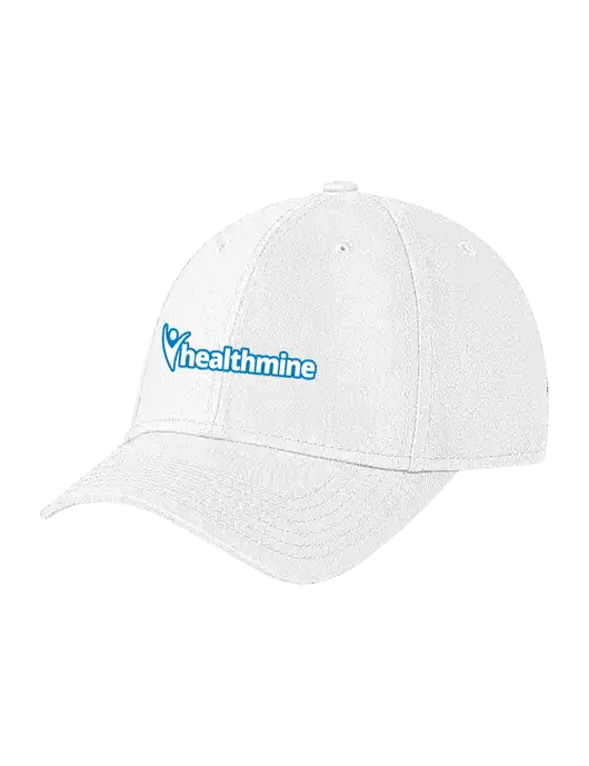 White Structured Soft Snap Closure Hook & Loop Cap w/Healthmine Logo