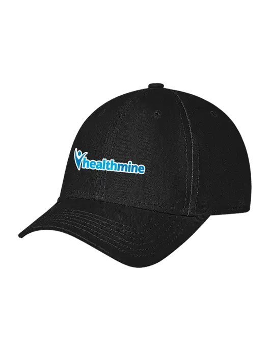 Black Structured Soft Snap Closure Hook & Loop Cap w/Healthmine Logo