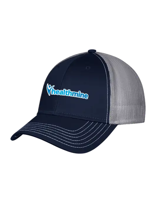 Navy/Grey Mesh Trucker Cap Snap Back w/Healthmine Logo