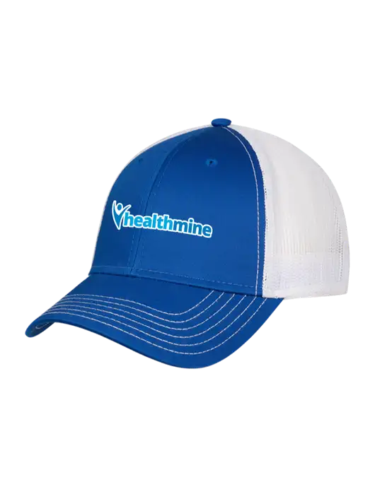 Royal/White Mesh Trucker Cap Snap Back w/Healthmine Logo