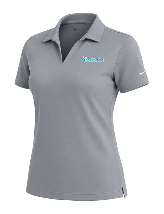 NIKE Medium Grey Womens Dri-Fit Micro Pique Polo w/Healthmine Logo