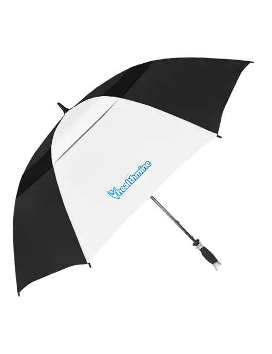 Black/White Vented Typhoon Tamer Golf Umbrella w/Healthmine Logo