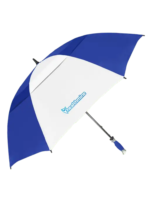 Royal/White Vented Typhoon Tamer Golf Umbrella w/Healthmine Logo