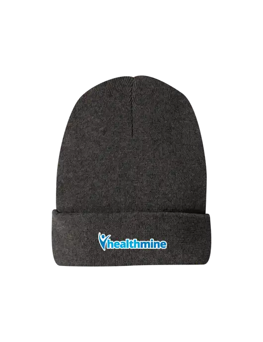 Recycled Charcoal Heather Beanie w/Healthmine Logo