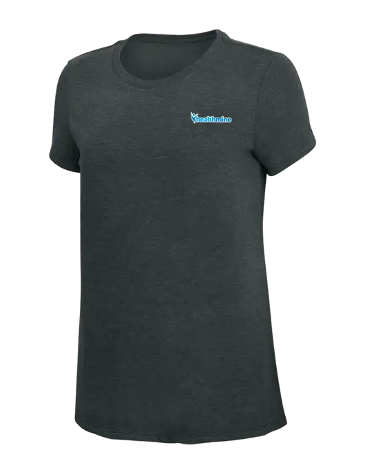 Womens Simply Soft Black Frost 4.5oz Poly/Combed Ring Spun Cotton T-Shirt w/Healthmine Logo