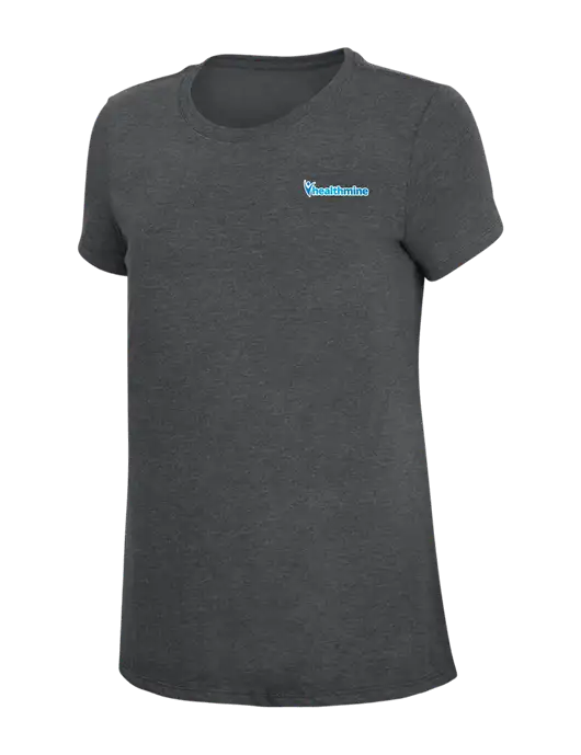 Womens Simply Soft Charcoal 4.5oz Poly/Combed Ring Spun Cotton T-Shirt w/Healthmine Logo