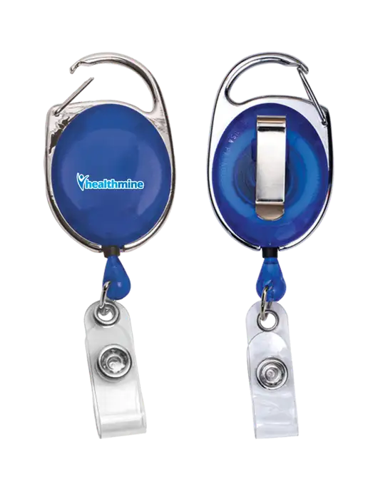 Royal Carabiner Style Badge Reel and Badge Holder w/Healthmine Logo
