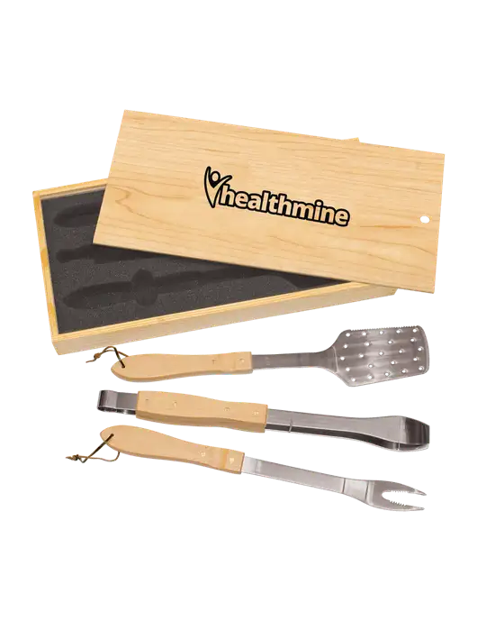Wood BBQ Gift Set w/Healthmine Logo