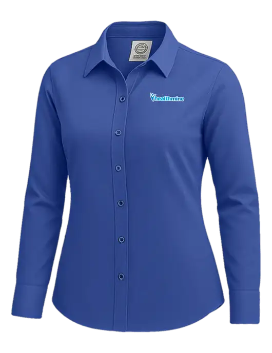 Brooks Brothers Womens Royal Blue Wrinkle-Free Stretch Nailhead Shirt w/Healthmine Logo