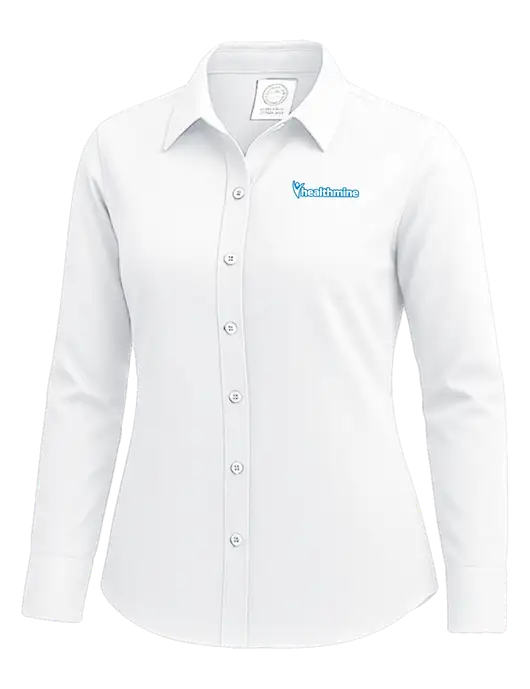 Brooks Brothers Womens White Wrinkle-Free Stretch Nailhead Shirt w/Healthmine Logo