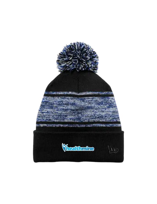 New Era Black/Royal Knit Chilled Pom Beanie w/Healthmine Logo