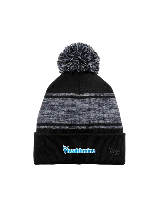 New Era Black/Navy Knit Chilled Pom Beanie w/Healthmine Logo