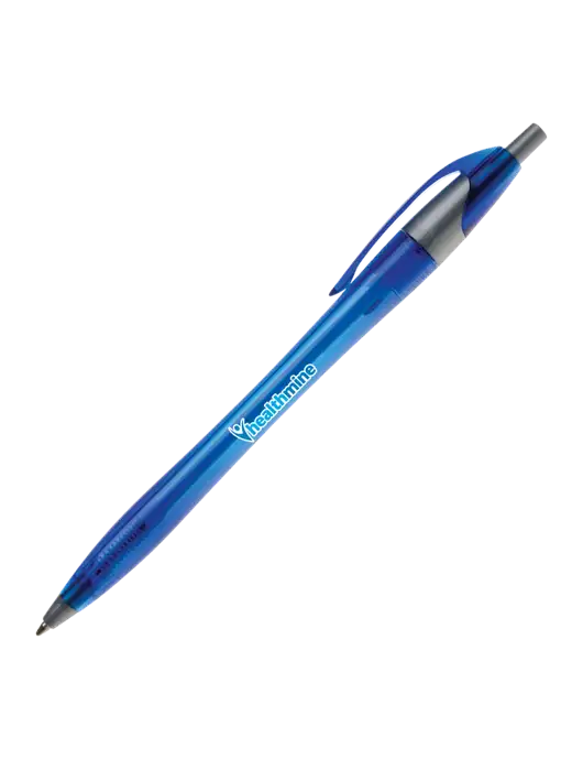 Novella Translucent Blue/Silver Jewel Pen - Blue Ink w/Healthmine Logo