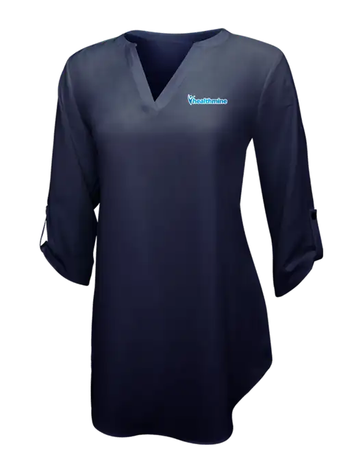 Navy Womens 3/4 Sleeve Tunic Blouse w/Healthmine Logo