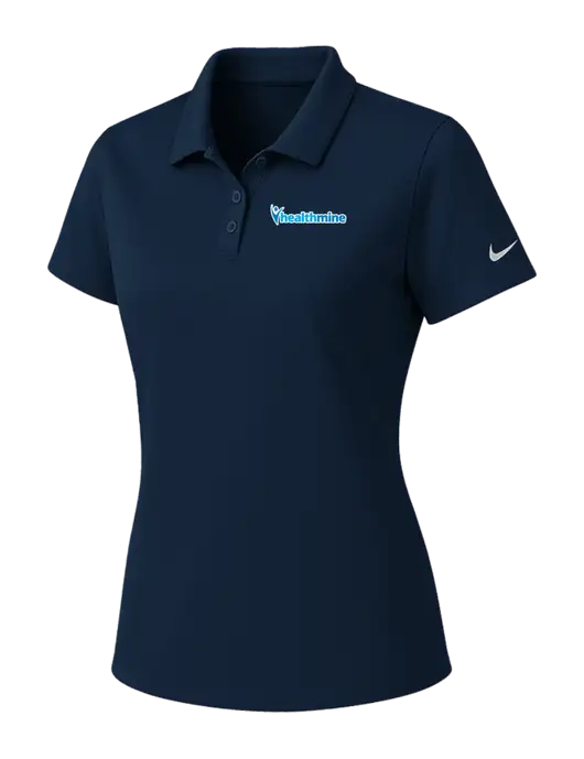 Nike Womens Navy Dry Essential Solid Polo w/Healthmine Logo