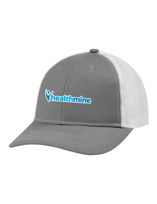 Snapback Ponytail Trucker Cap Light Medium Heather Grey w/White Mesh w/Healthmine Logo