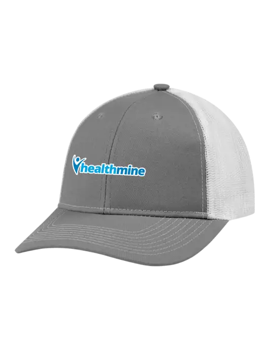 Snapback Ponytail Trucker Cap Light Medium Heather Grey w/White Mesh w/Healthmine Logo