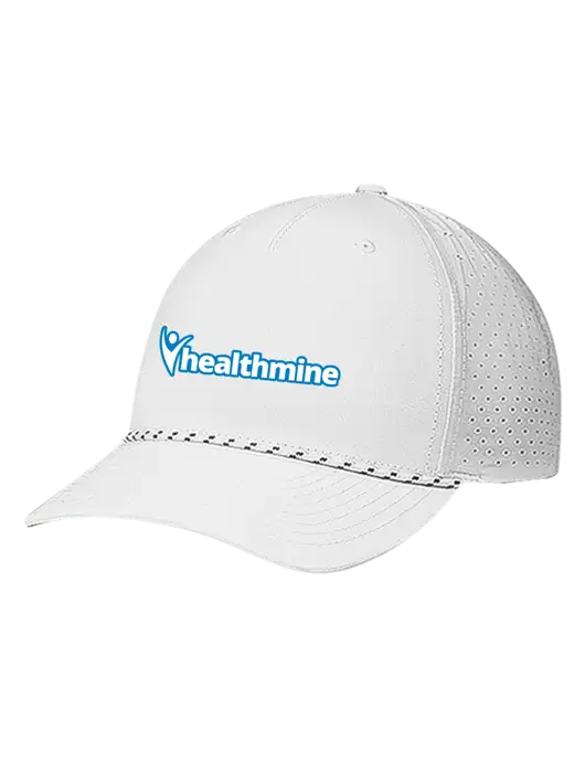 Richardson Laser Perf Performance White/White-Black Rope Cap w/Healthmine Logo
