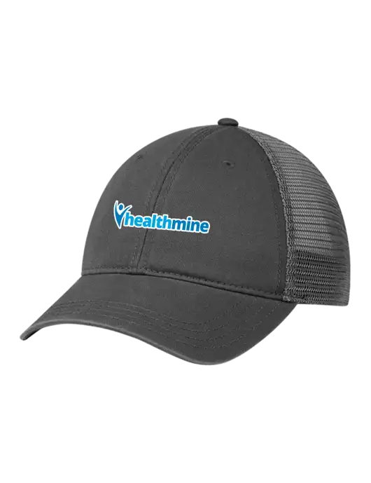 Richardson 111 Garment Washed Trucker Cap Charcoal w/Charcoal Mesh w/Healthmine Logo