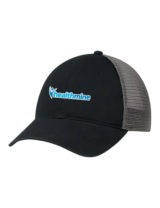 Richardson 111 Garment Washed Trucker Cap Black w/Charcoal Mesh w/Healthmine Logo