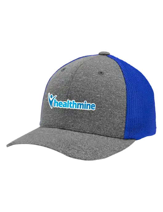 Flexfit Royal/Medium Grey Heather Melange Mesh Back Trucker Cap w/Healthmine Logo