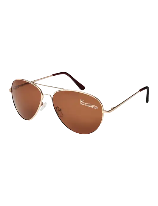 Aviator Coffee Brown with Gold Sunglasses  w/Healthmine Logo