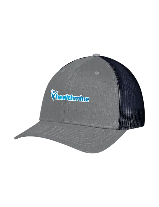 Richardson Adjustable Snapback Original 112 Trucker Cap Heather Grey w/Navy Mesh w/Healthmine Logo