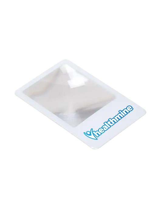 White OptiCard Pocket Magnifier w/Healthmine Logo