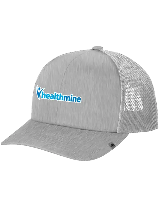 TravisMathew Light Medium Grey Heather Cruz Trucker Cap w/Healthmine Logo